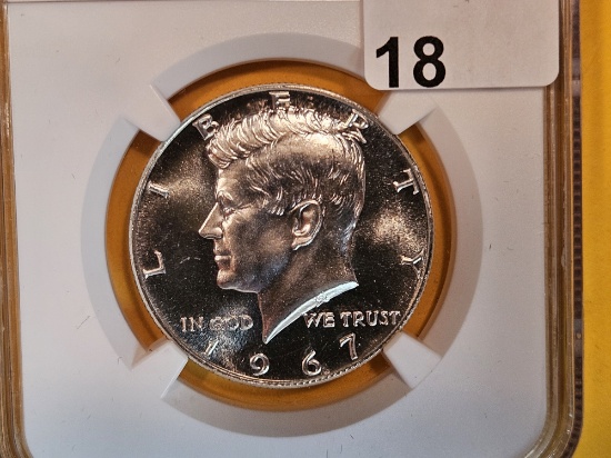 Superb GEM! NGC 1967 SMS silver Kennedy Half Dollar in Mint State 67