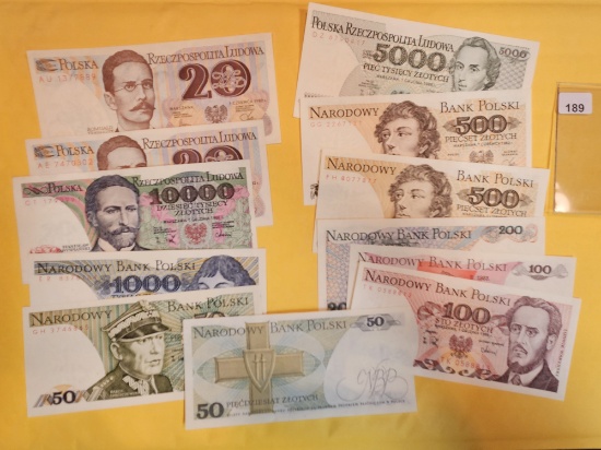 Nice Group of twelve mixed Polish notes