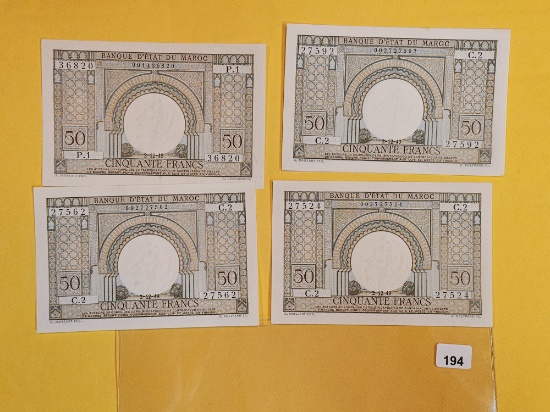Five Crisp Uncirculated Moroccan notes