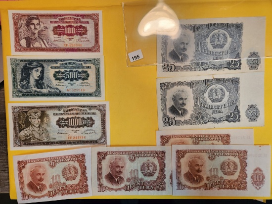 Nine Crisp notes from Yugoslavia and Bulgaria