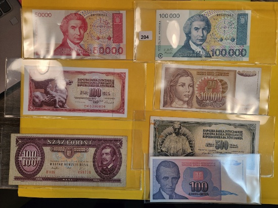 Seven Yugoslav and Eastern European notes