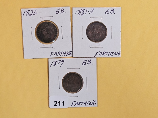 Three great Great Britain farthings