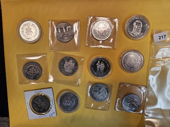 Twelve mixed Canadian Commemorative tokens-medals