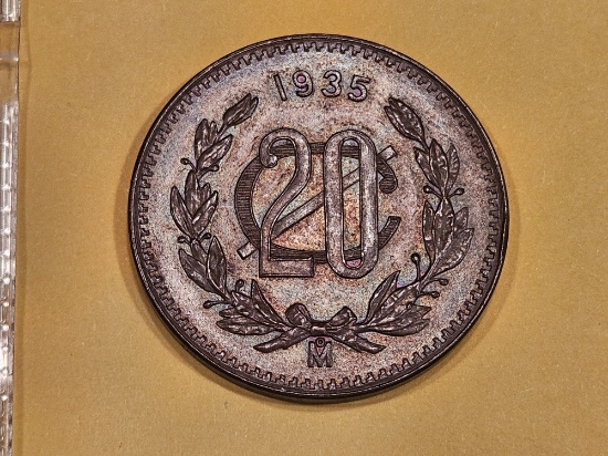 1935 Mexico 20 centavo in Choice Brown Uncirculated