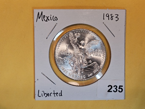 GEM Brilliant Uncirculated 1983 Mexico one silver Onza