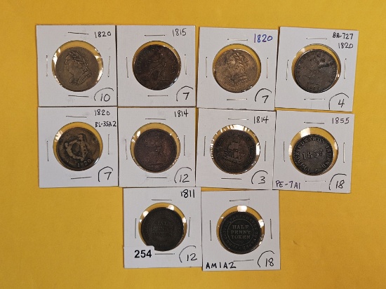 Ten nice, mixed, Older Copper coins