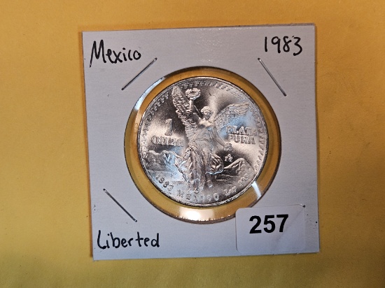 GEM Brilliant Uncirculated 1983 Mexico one silver Onza