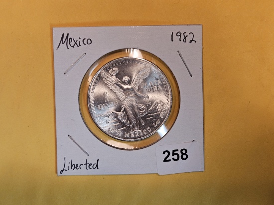 GEM Brilliant Uncirculated 1982 Mexico one silver Onza