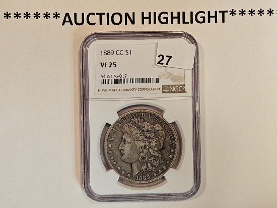 ** AUCTION HIGHLIGHT ** KEY DATE! NGC 1889-CC Morgan Dollar in Very Fine - 25