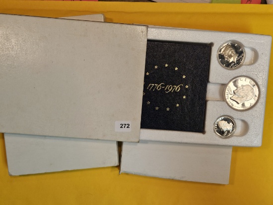 Three GEM Proof Deep Cameo 1976 Bicentennial Silver 3-coin sets