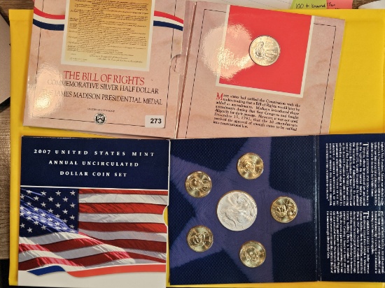 Two GEM BU US Mint Sets with Silver coins