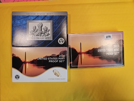 2019, 2021 and 2023 US Proof Sets