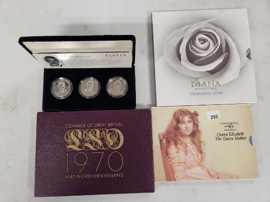 Four nice, mixed, World Coin Sets