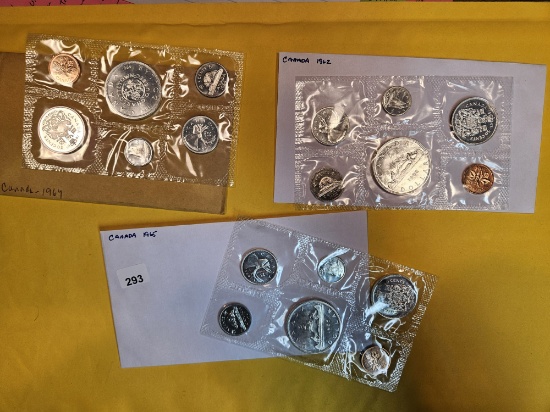 Three Canadian Silver Prooflike Coin Sets