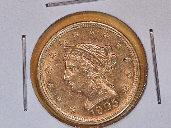 GOLD! Brilliant Uncirculated - details 1905 Gold Liberty Head $2.5 Dollars