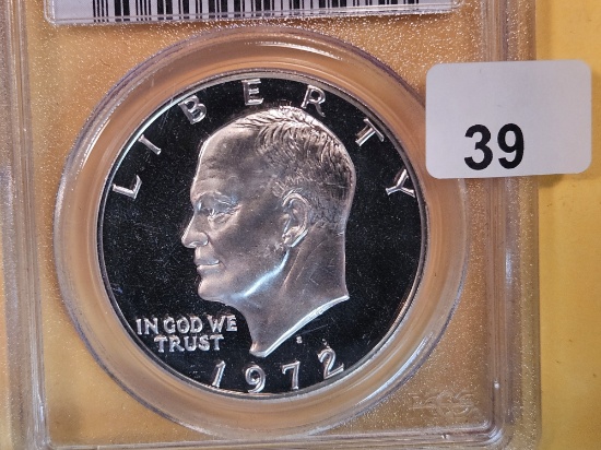 PCGS 1972-S SILVER Eisenhower Dollar in Proof 69 Deep Cameo