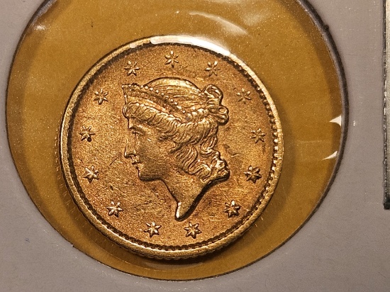 GOLD! Brilliant About Uncirculated plus 1852 Gold Dollar
