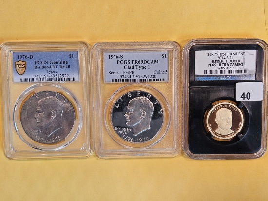 Three mixed PCGS and NGC-graded Modern Dollars