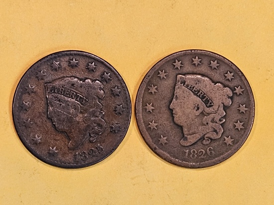 1825 and 1826 Coronet Head Large Cents