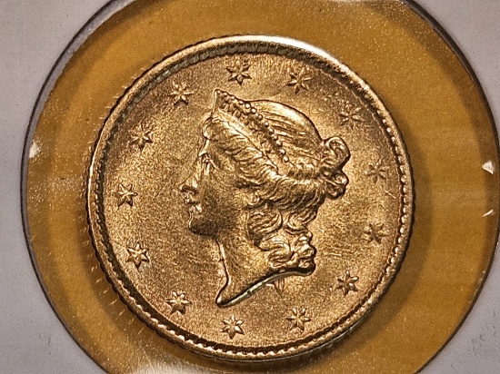 GOLD! Brilliant About Uncirculated plus 1852 Gold Dollar