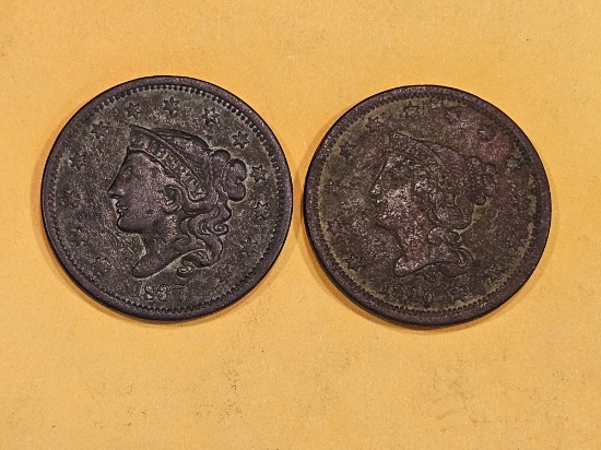 1837 and 1840 Braided Hair Large Cents