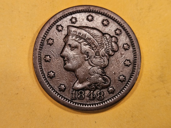 1848 Braided Hair Large Cent in Very Fine - 30