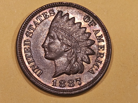 Choice Brilliant Uncirculated Plus Brown 1887 Indian Cent