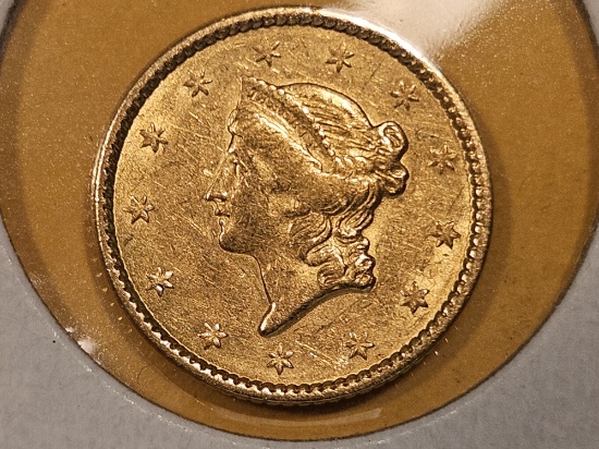 GOLD! Brilliant About Uncirculated 1850 Gold Dollar