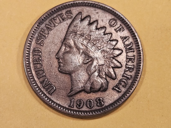 * Semi-key 1908-S Indian Cent in Very Fine - details