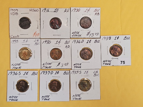 Ten more toned Wheat cents