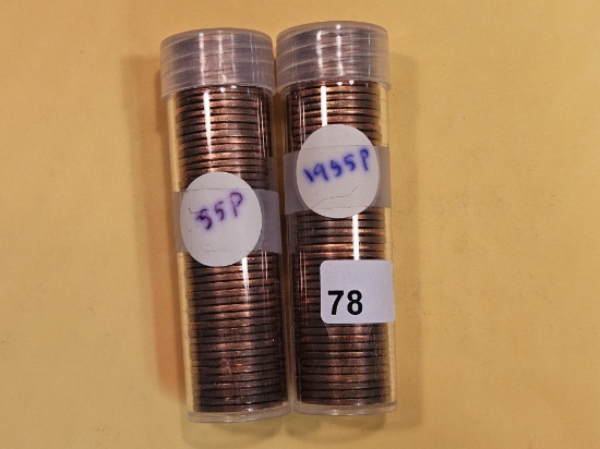 Two Brilliant Uncirculated RED Rolls of Wheat cents