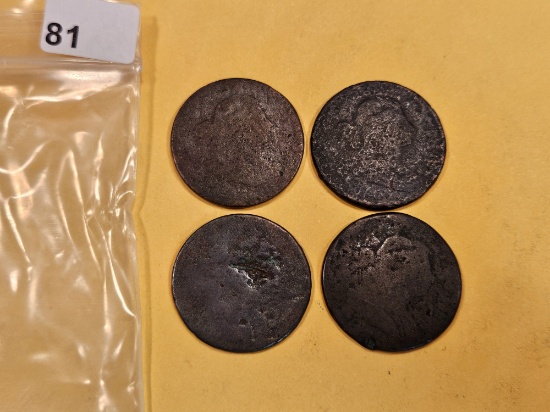 Four Draped Bust Large Cents