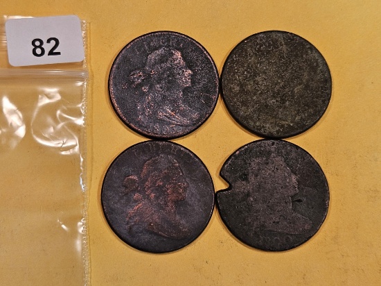 Four Draped Bust Large Cents