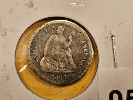 **KEY DATE ** 1864-S Seated Liberty Half-Dime in Very Good