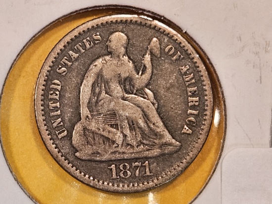 1871 Seated Liberty Half Dime