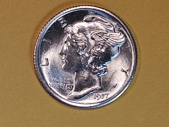 ** Very Choice Brilliant Uncirculated 1917 Mercury Dime FSB
