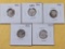 Five AU-BU Mercury Silver Dimes