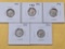 Five AU-BU Mercury Silver Dimes