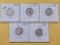 Five AU-BU Mercury Silver Dimes