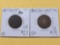 Two Circulated Two-cent Pieces