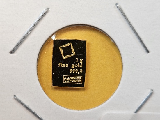 GOLD! Valcambi One Gram .999 fine Gold Bar