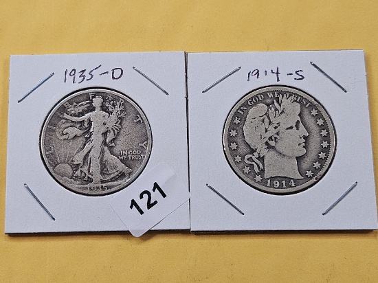 Two Different Circulated Silver Half Dollars