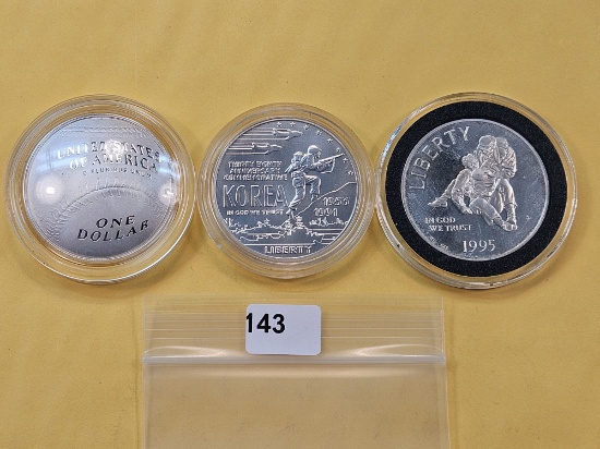Three US Commemorative Silver Dollars