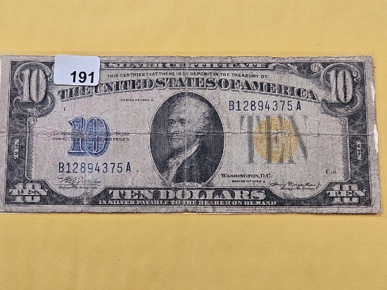 Series 1934-A  North Africa Issue Ten Dollar Silver Certificate