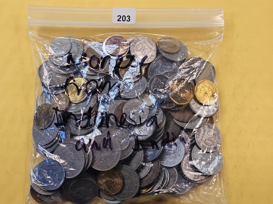 About 2.5 Pounds of World Coins