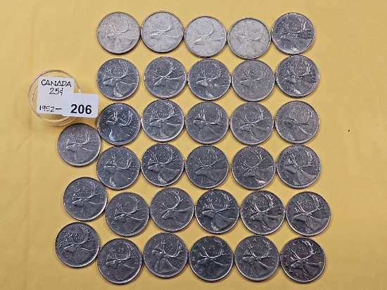 Thirty-three Canadian Quarters