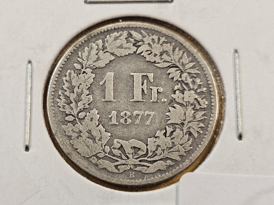 1877 Switzerland Silver One Franc