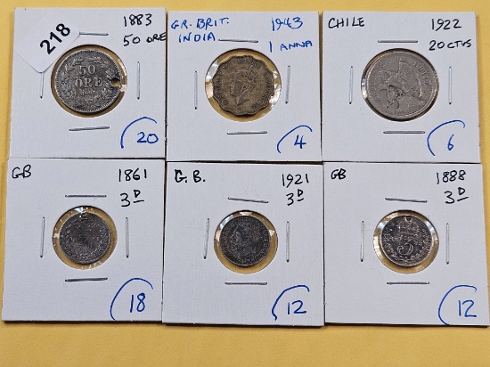 Six Mixed World Coins