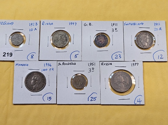 Seven Mixed World Coins