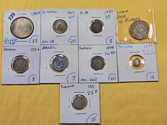 Nine Mixed World Coins